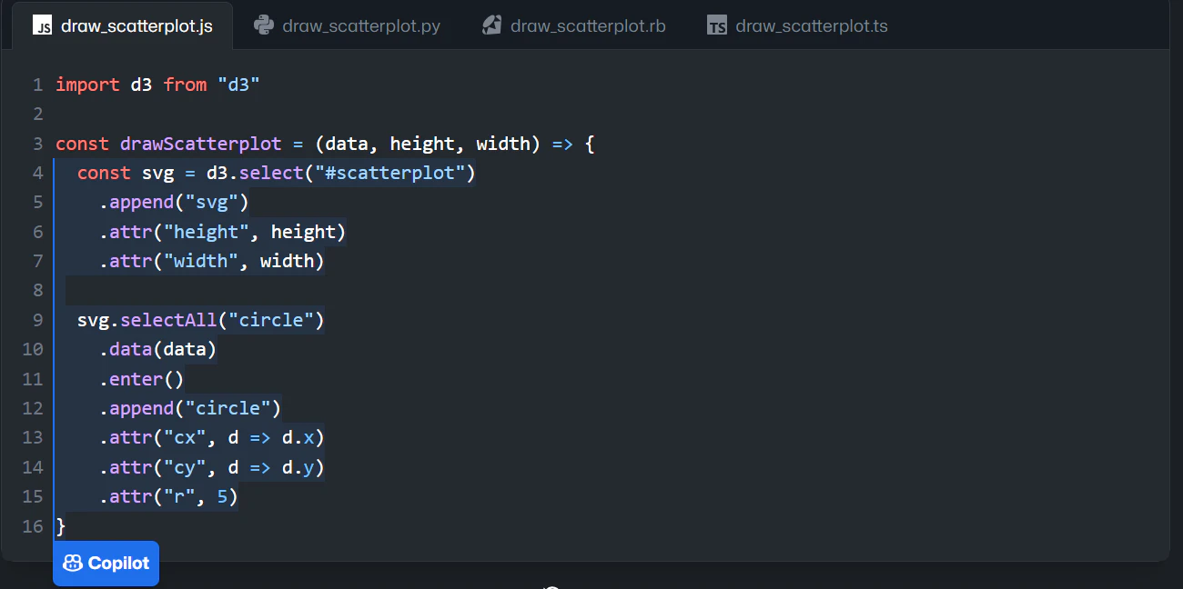 screenshot of GitHub Copilot